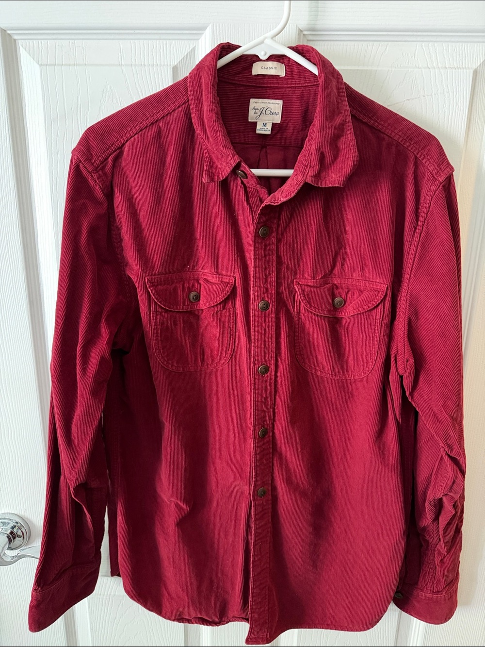 J. Crew Men's Crimson Corduroy Button-Up Shirt
